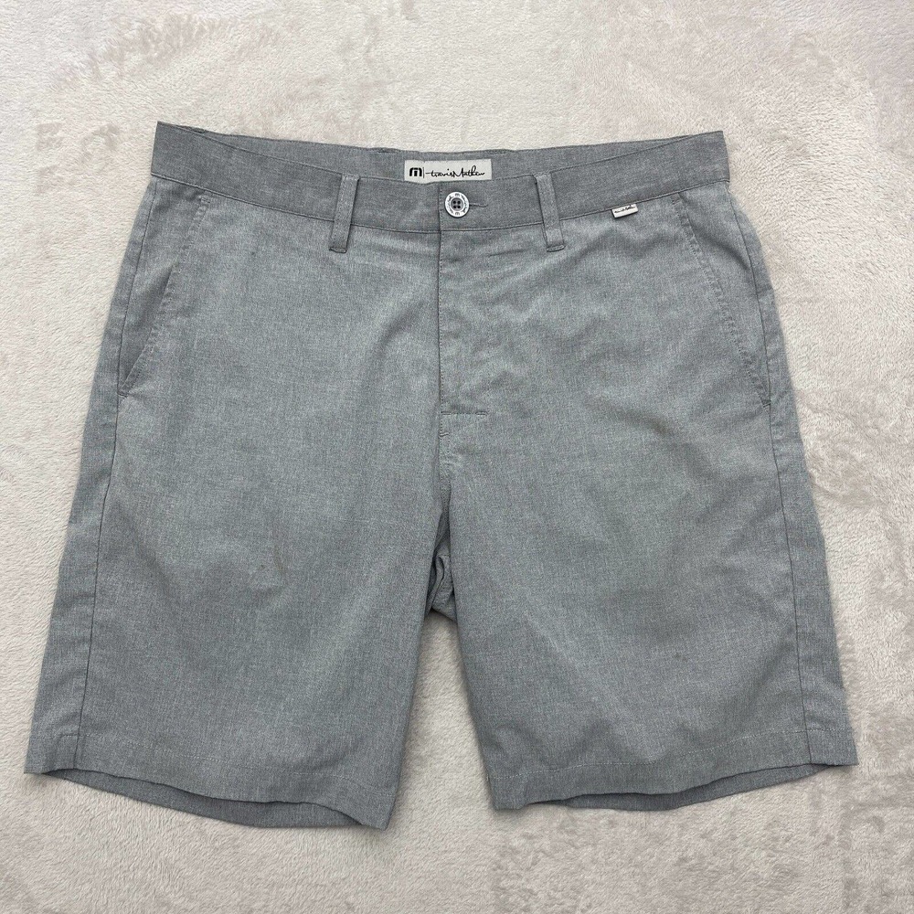 Travis Mathew Shorts Mens 34 Golf Chino Gray Performance Stretch Golfer 9"